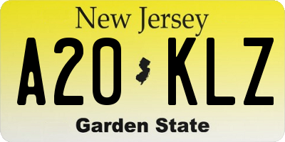 NJ license plate A20KLZ