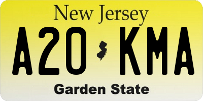 NJ license plate A20KMA