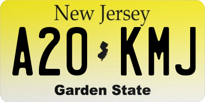 NJ license plate A20KMJ