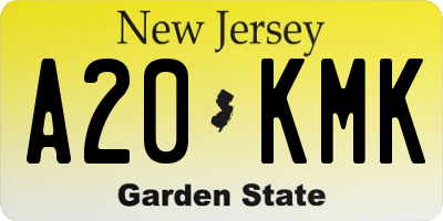 NJ license plate A20KMK