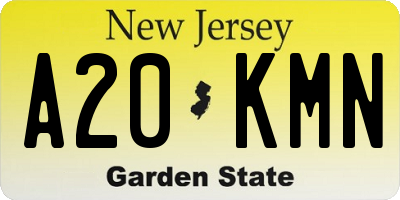 NJ license plate A20KMN