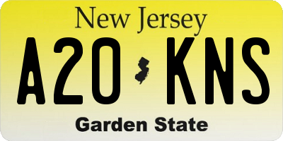 NJ license plate A20KNS