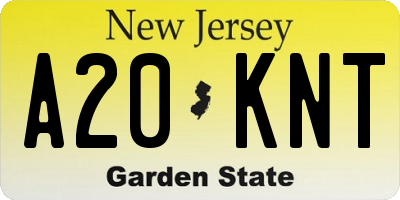 NJ license plate A20KNT