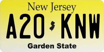 NJ license plate A20KNW