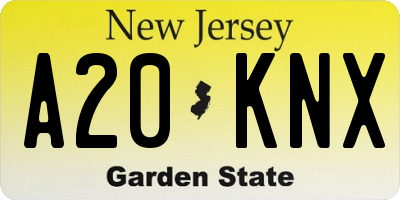 NJ license plate A20KNX