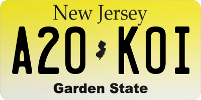 NJ license plate A20KOI