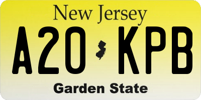 NJ license plate A20KPB