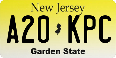 NJ license plate A20KPC