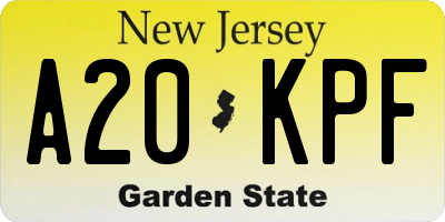 NJ license plate A20KPF