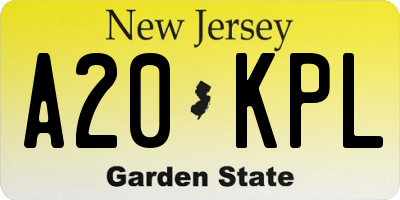 NJ license plate A20KPL