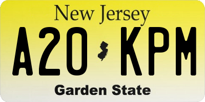 NJ license plate A20KPM