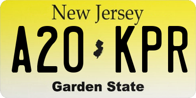 NJ license plate A20KPR
