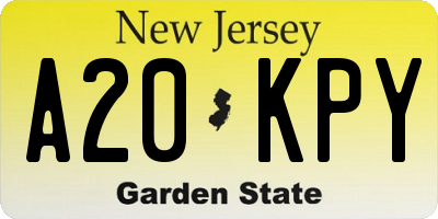 NJ license plate A20KPY