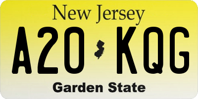 NJ license plate A20KQG