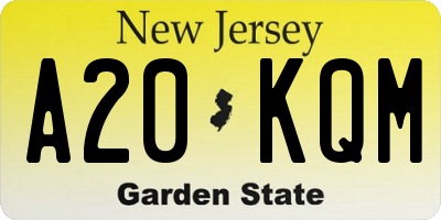 NJ license plate A20KQM