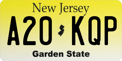 NJ license plate A20KQP