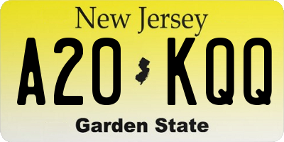 NJ license plate A20KQQ