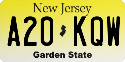 NJ license plate A20KQW