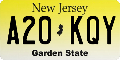 NJ license plate A20KQY