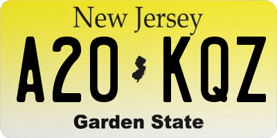 NJ license plate A20KQZ
