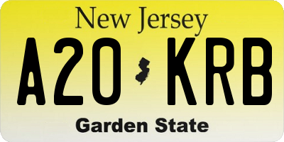 NJ license plate A20KRB