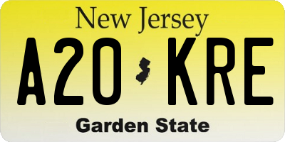 NJ license plate A20KRE
