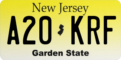 NJ license plate A20KRF