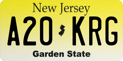 NJ license plate A20KRG