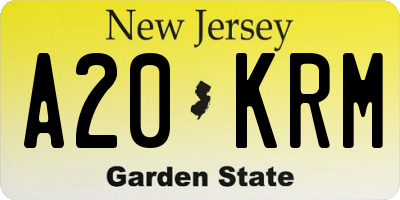NJ license plate A20KRM