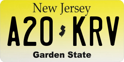 NJ license plate A20KRV