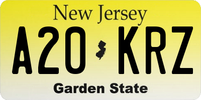 NJ license plate A20KRZ