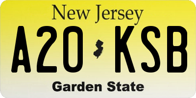 NJ license plate A20KSB