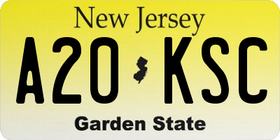 NJ license plate A20KSC