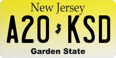 NJ license plate A20KSD