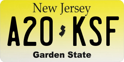 NJ license plate A20KSF