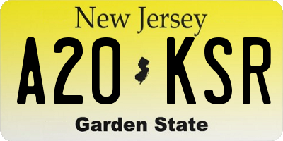 NJ license plate A20KSR