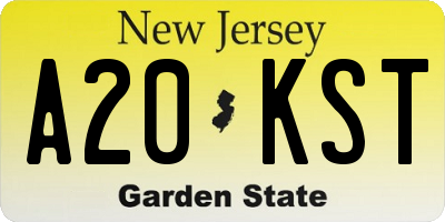 NJ license plate A20KST