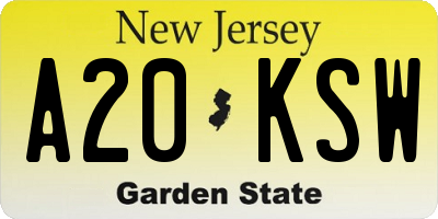 NJ license plate A20KSW