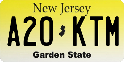 NJ license plate A20KTM