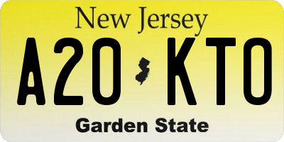 NJ license plate A20KTO