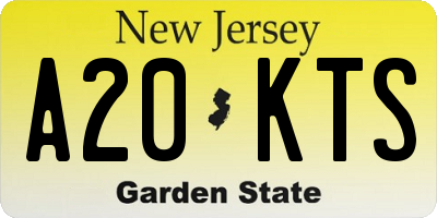 NJ license plate A20KTS