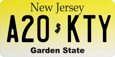 NJ license plate A20KTY