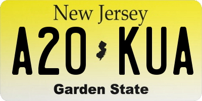 NJ license plate A20KUA