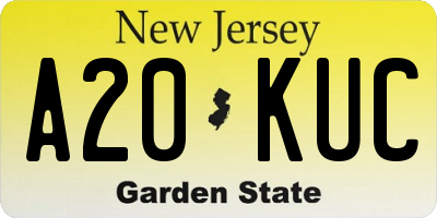 NJ license plate A20KUC