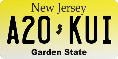 NJ license plate A20KUI