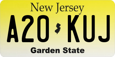NJ license plate A20KUJ