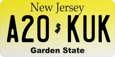 NJ license plate A20KUK