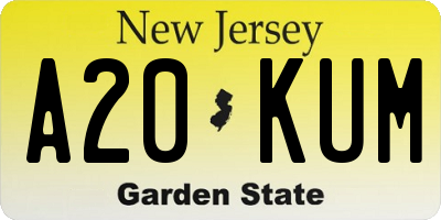 NJ license plate A20KUM