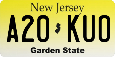 NJ license plate A20KUO