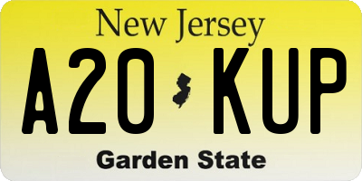 NJ license plate A20KUP